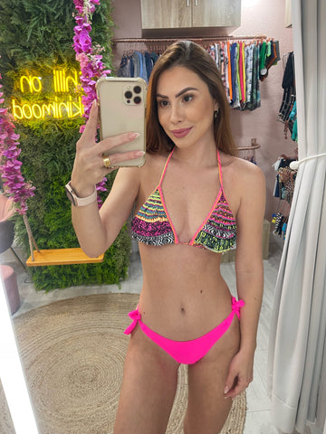 Bikini neon pink waves